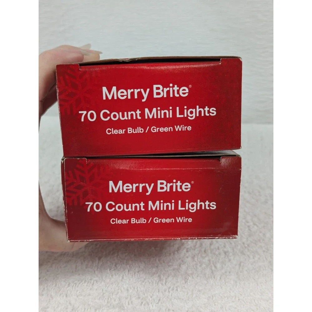 Christmas - Merry Brite - 70 Count - Mini Lights - Clear Bulb/Green Wire -2 Pack